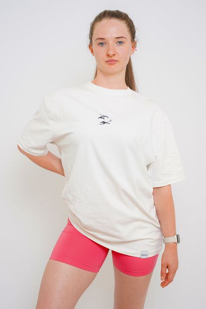 GYMHOLIC - Oversized Workout & Fitness T-Shirt for Women – Off-White (B-Free Collection)