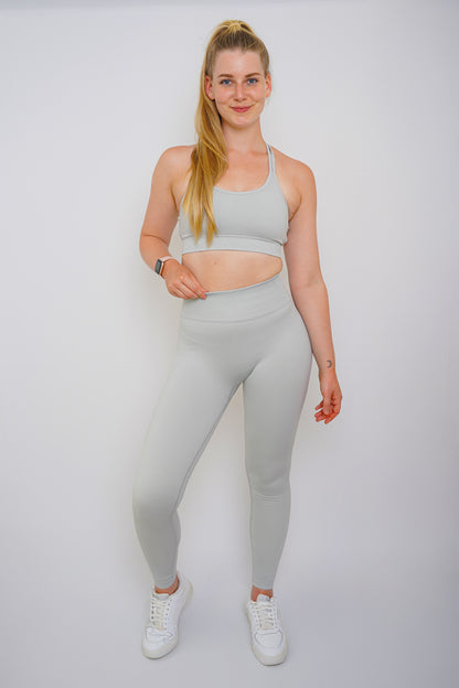 High-Waisted Yoga & Fitness Leggings for Women – Light Grey (Activeline Collection)