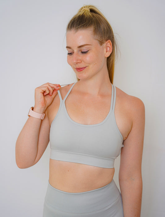 Sports Bra with Open Back – Light Grey (Liftiline Collection)