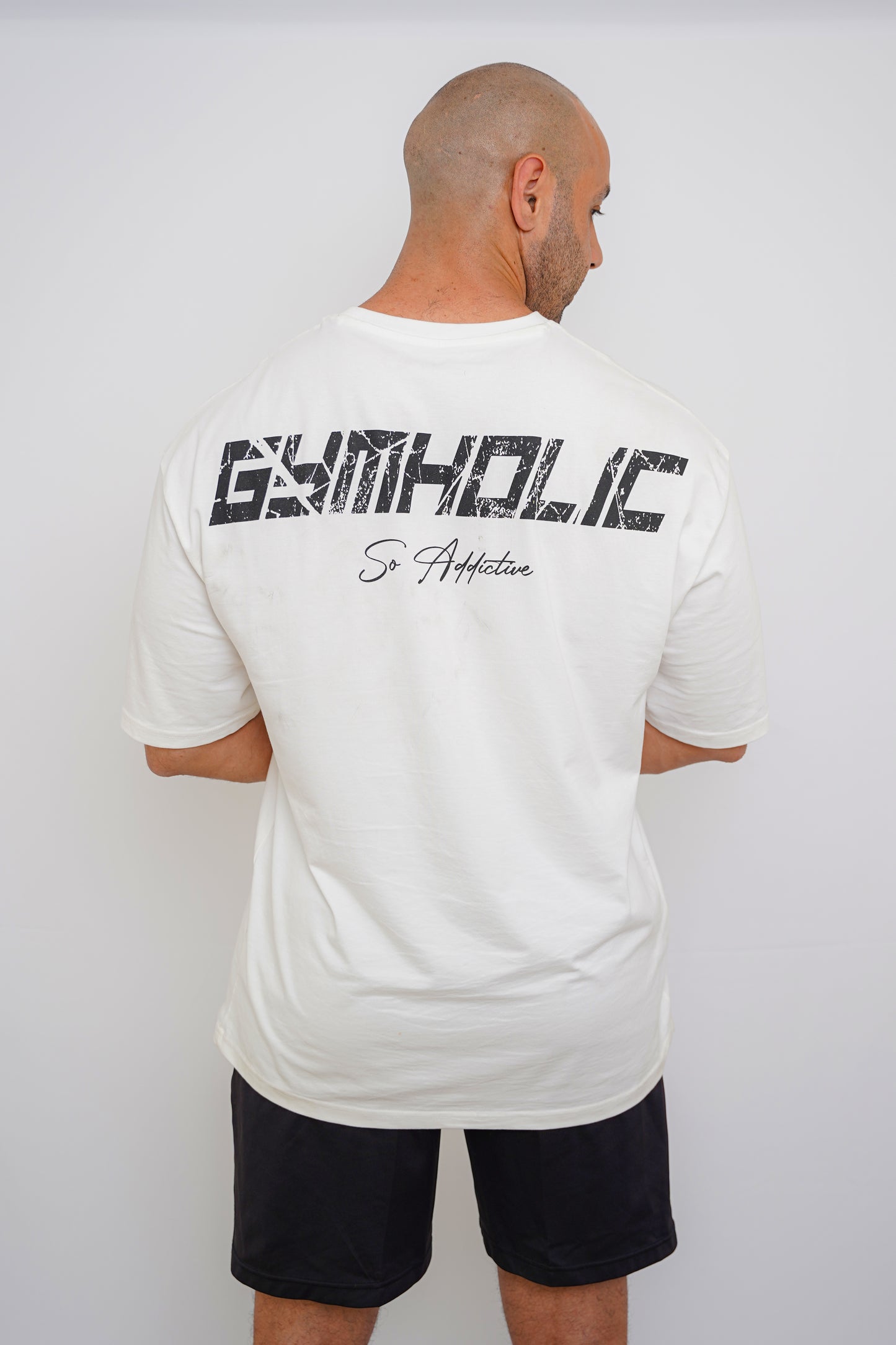 GYMHOLIC - Oversized Fitness T-Shirt for Men – Off-White (B-Free Collection)