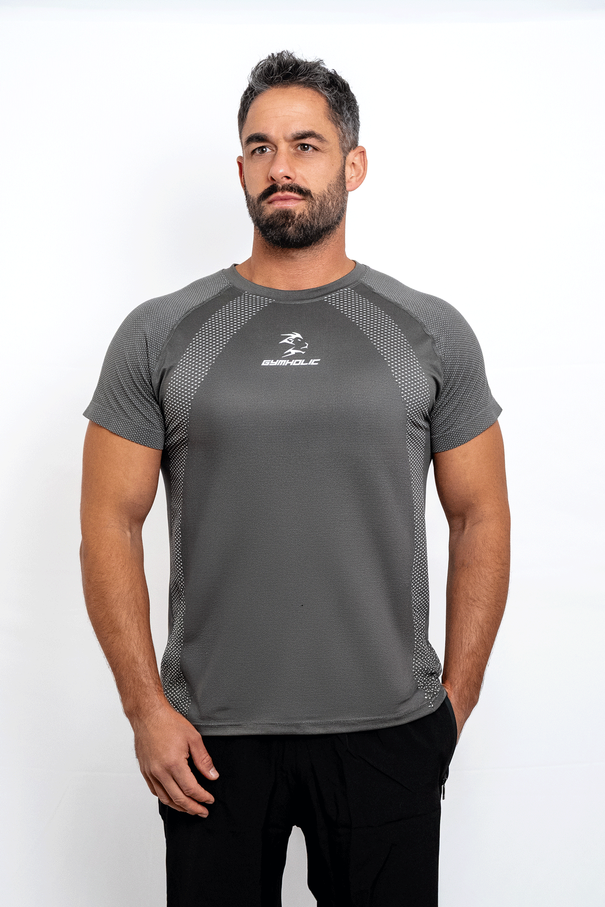 GYMHOLIC - Performance Workout T-Shirt Regular-Fit for Men – Gray (Infinityflex Collection)